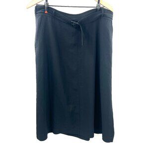 Banana Republic black a-line belted skirt career work midi length classic  12